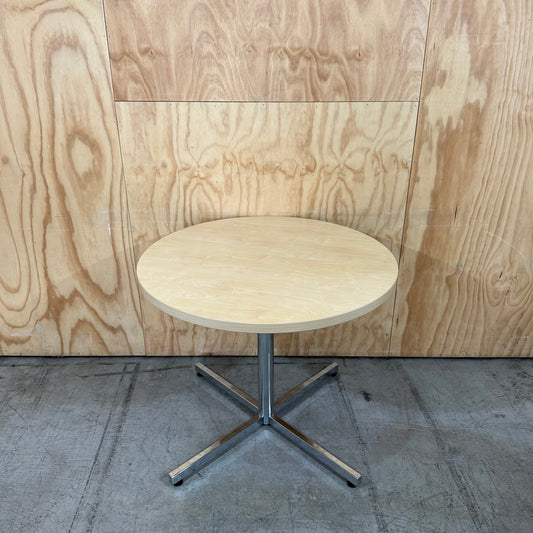 Beech Veneer Round Table on Chrome Base