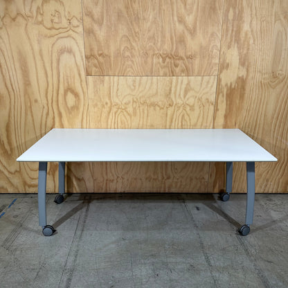 White Table on Castor Wheels