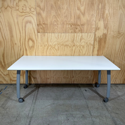White Table on Castor Wheels