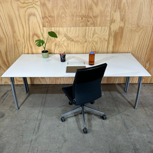 White Laminate Desk with Power Box