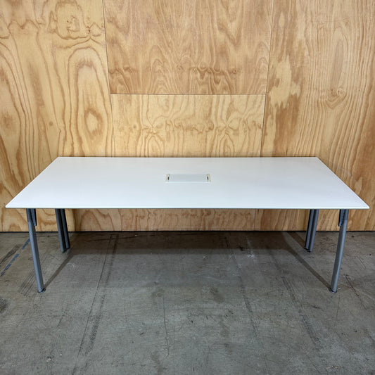 White Laminate Desk with Power Box