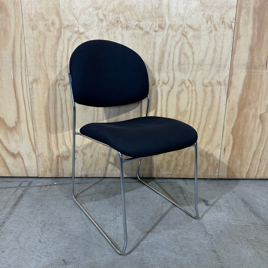 Black Waffle Fabric Stackable Chair by T.O.S.C