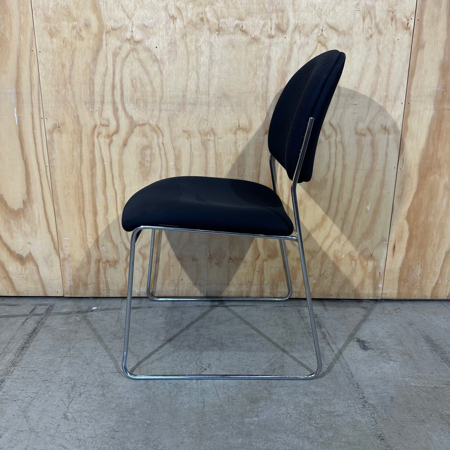 Black Waffle Fabric Stackable Chair by T.O.S.C