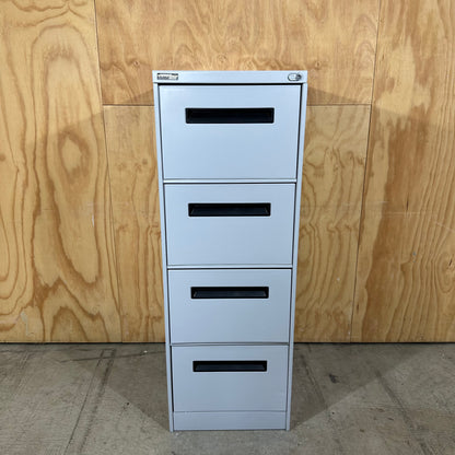Firstline 4 Drawer Filing Cabinet in Grey with Black Handles