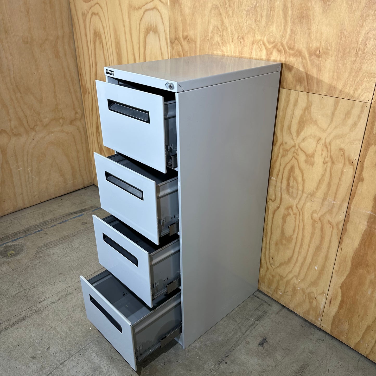 Firstline 4 Drawer Filing Cabinet in Grey with Black Handles