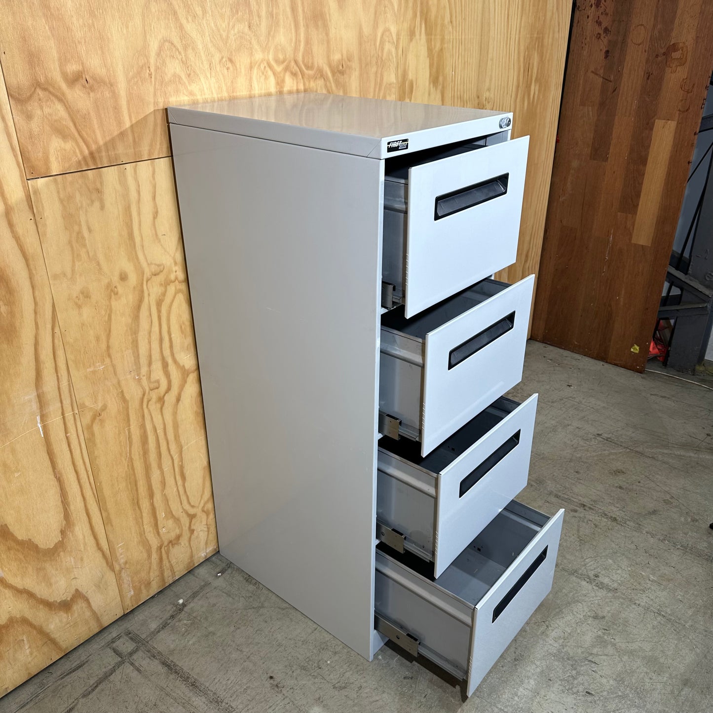 Firstline 4 Drawer Filing Cabinet in Grey with Black Handles