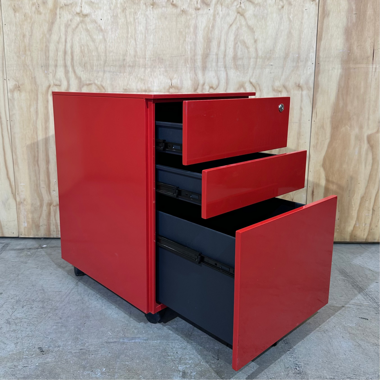 Three Drawer Pedestal in Red