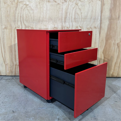 Three Drawer Pedestal in Red