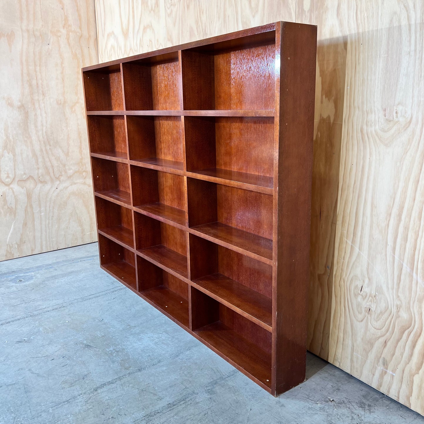 Large Dark Wood Cubby Shelving Unit
