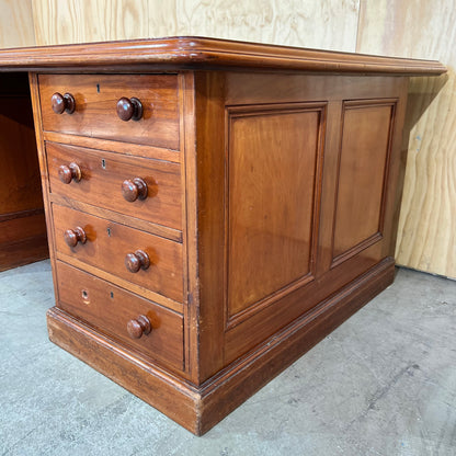 Antique timber desk with leather inlay top