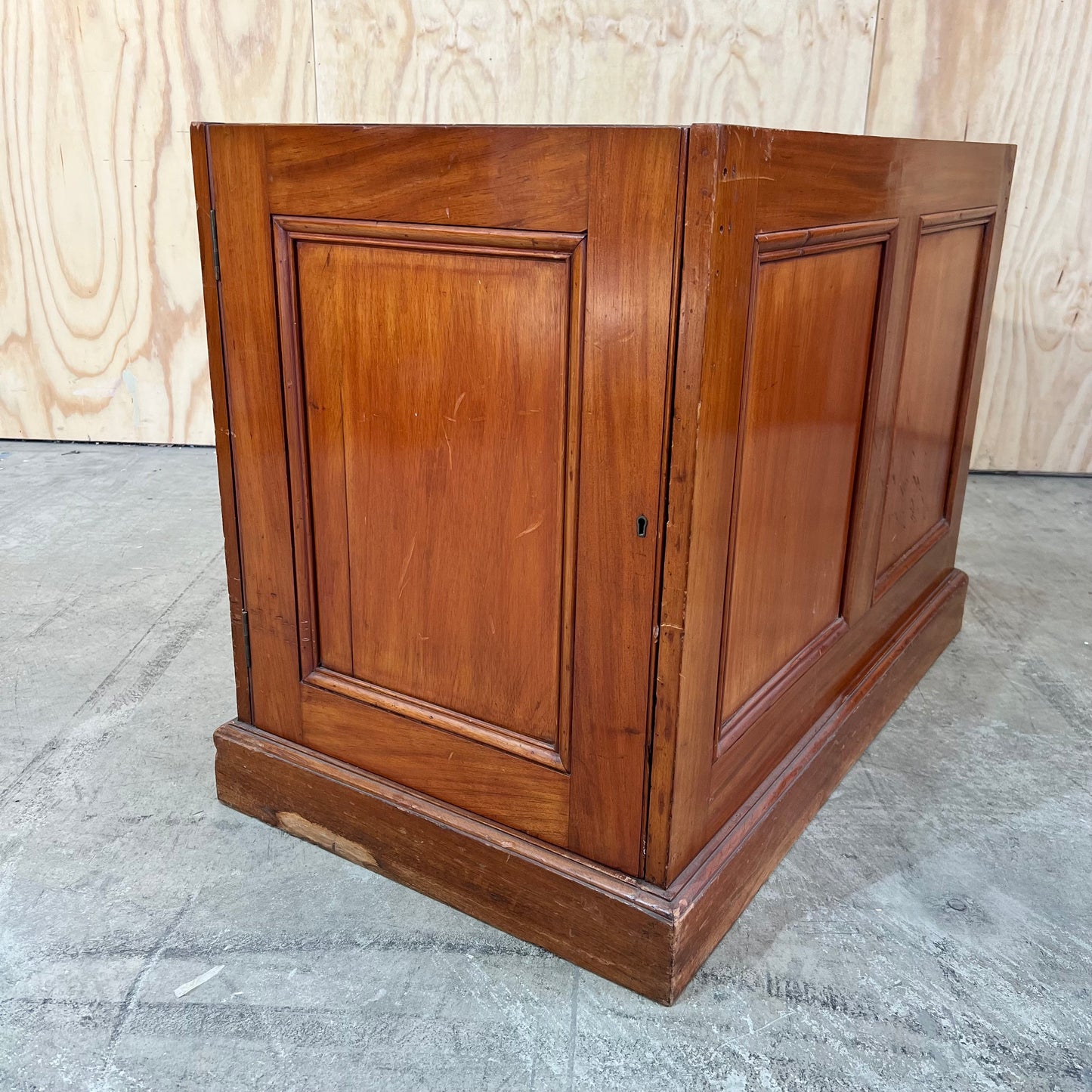 Antique timber desk with leather inlay top