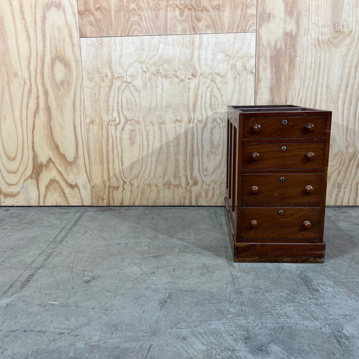 Antique timber executive desk with black leather top