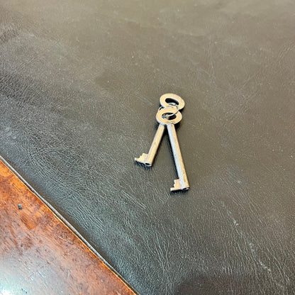 Antique timber executive desk with black leather top