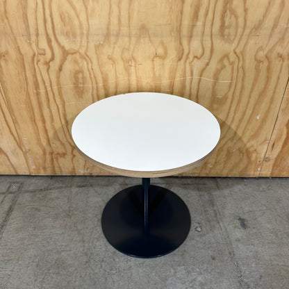 Round Coffee Table with Plywood Edge on Black Base