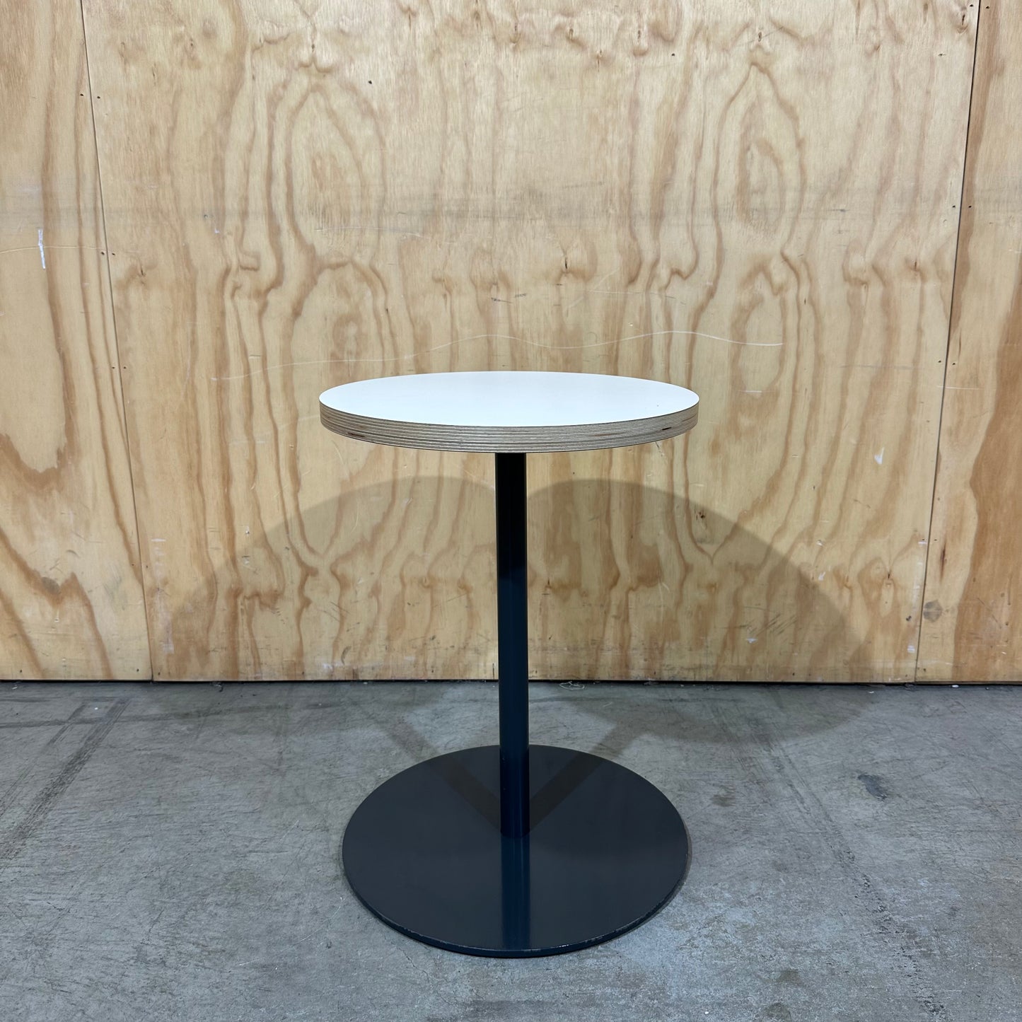Small Round Side Table with Exposed Plywood Edge