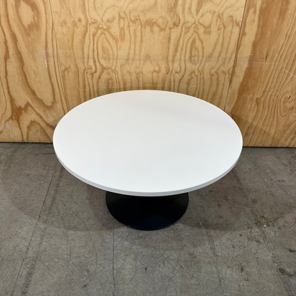 White Round Table with Black Base