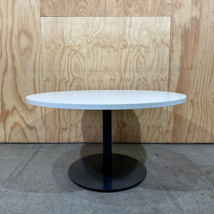 White Round Table with Black Base