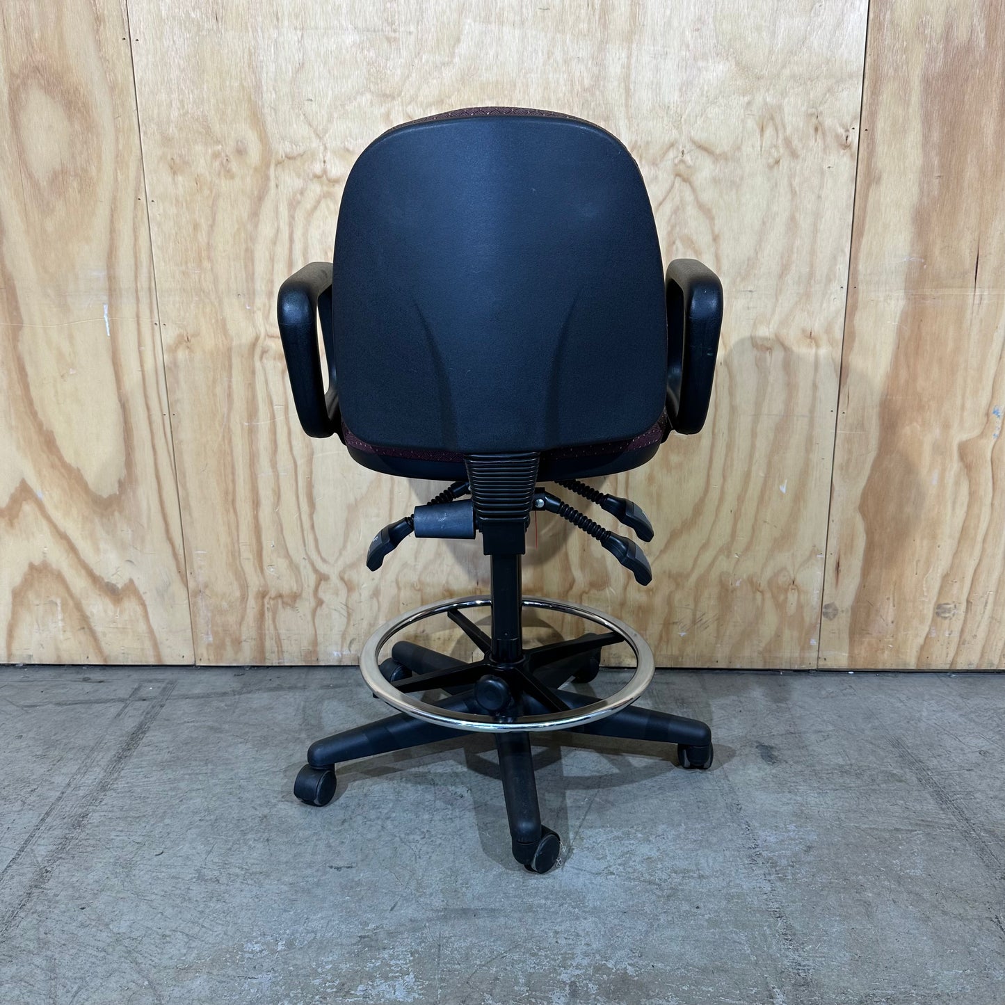 Red Fabric Patterned Drafting Chair