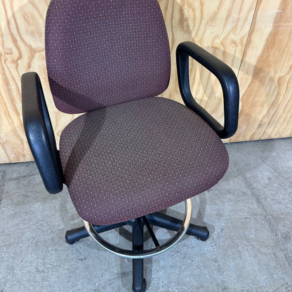 Red Fabric Patterned Drafting Chair