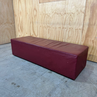 Deep Burgundy Leather Rectangle Ottoman
