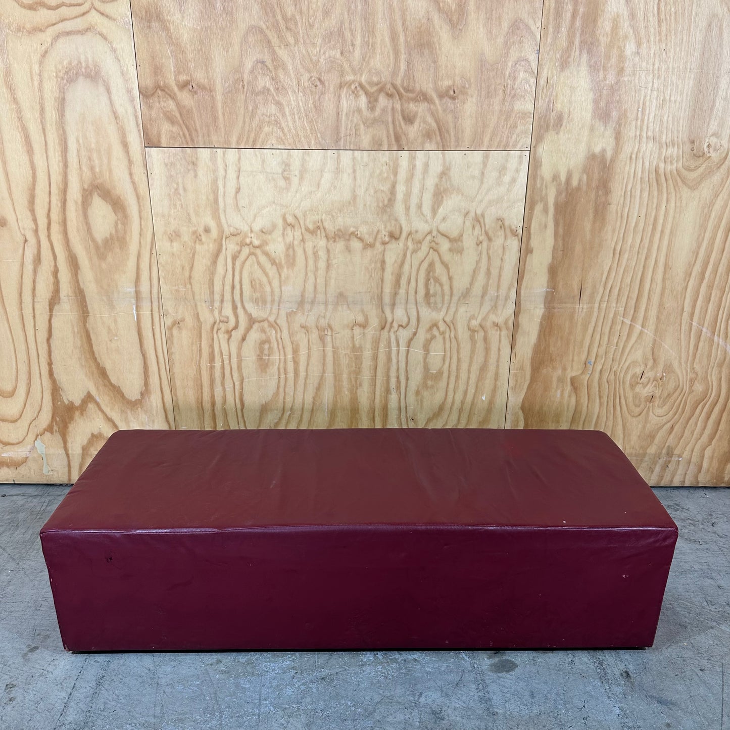 Deep Burgundy Leather Rectangle Ottoman