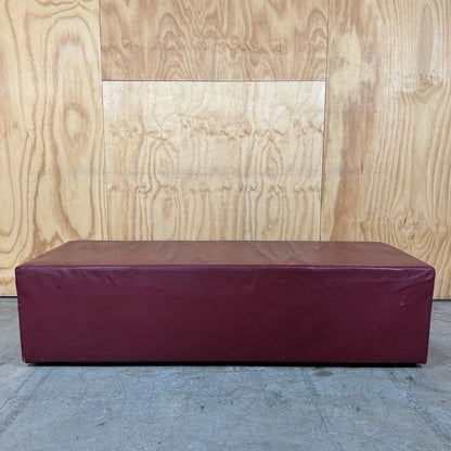 Deep Burgundy Leather Rectangle Ottoman