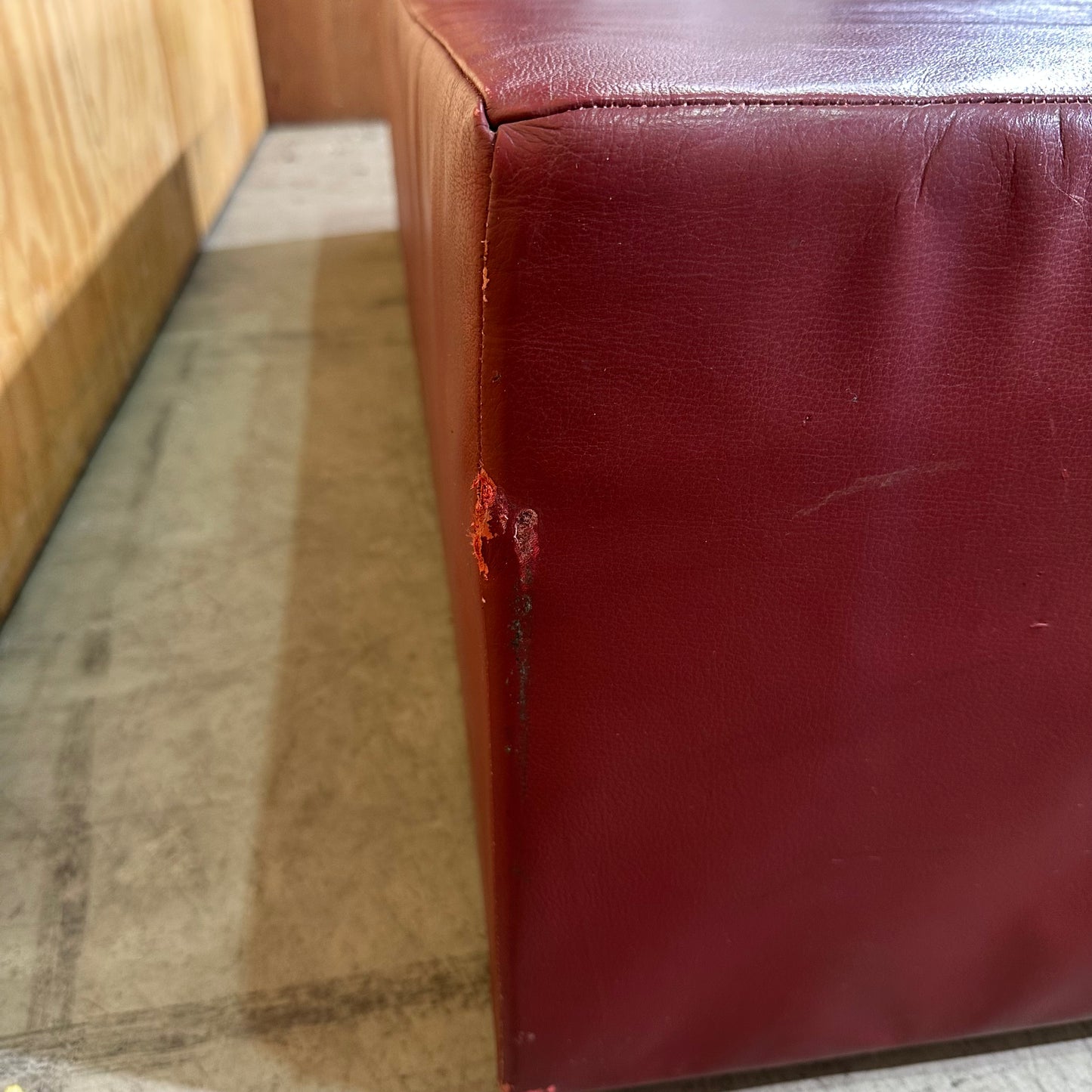 Deep Burgundy Leather Rectangle Ottoman