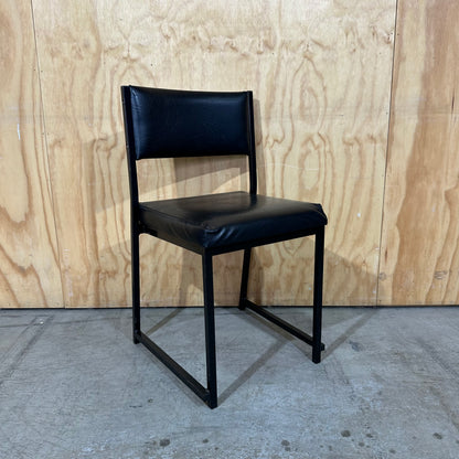 Retro Industrial Black Vinyl Sled Chair