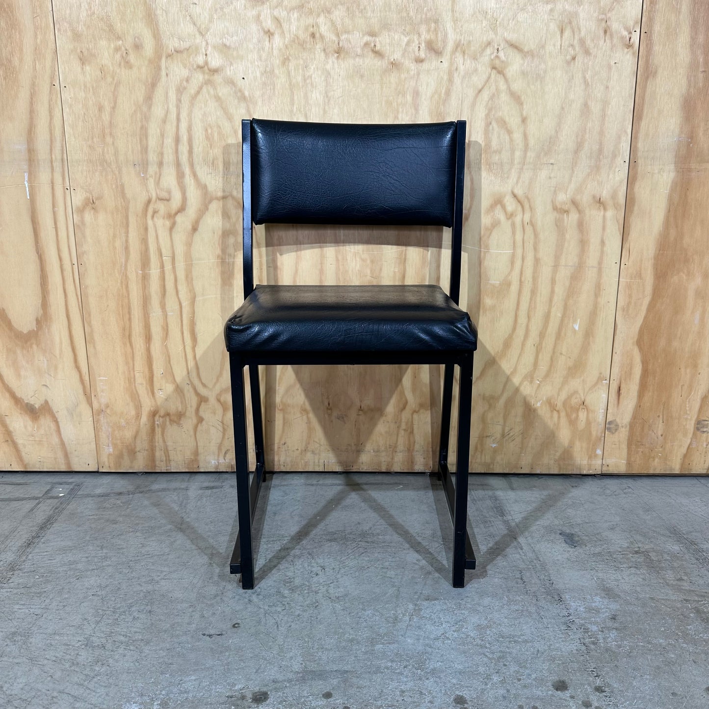 Retro Industrial Black Vinyl Sled Chair
