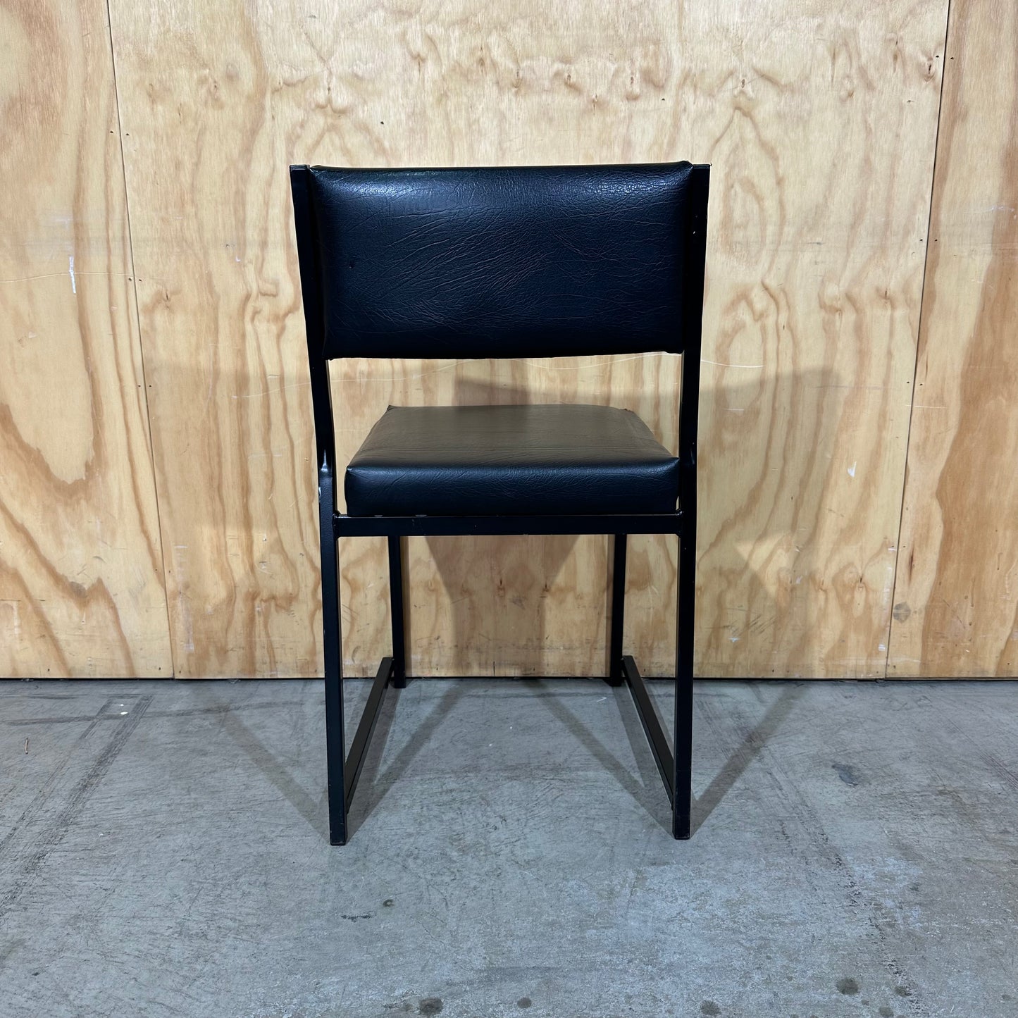 Retro Industrial Black Vinyl Sled Chair
