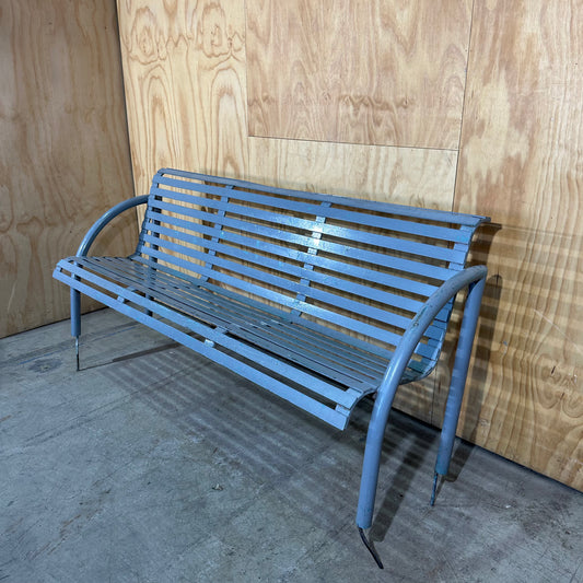 Silver Metal Park Bench with Stakes