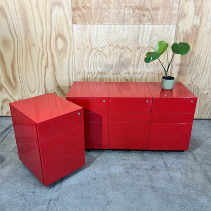 Three Drawer Pedestal in Red