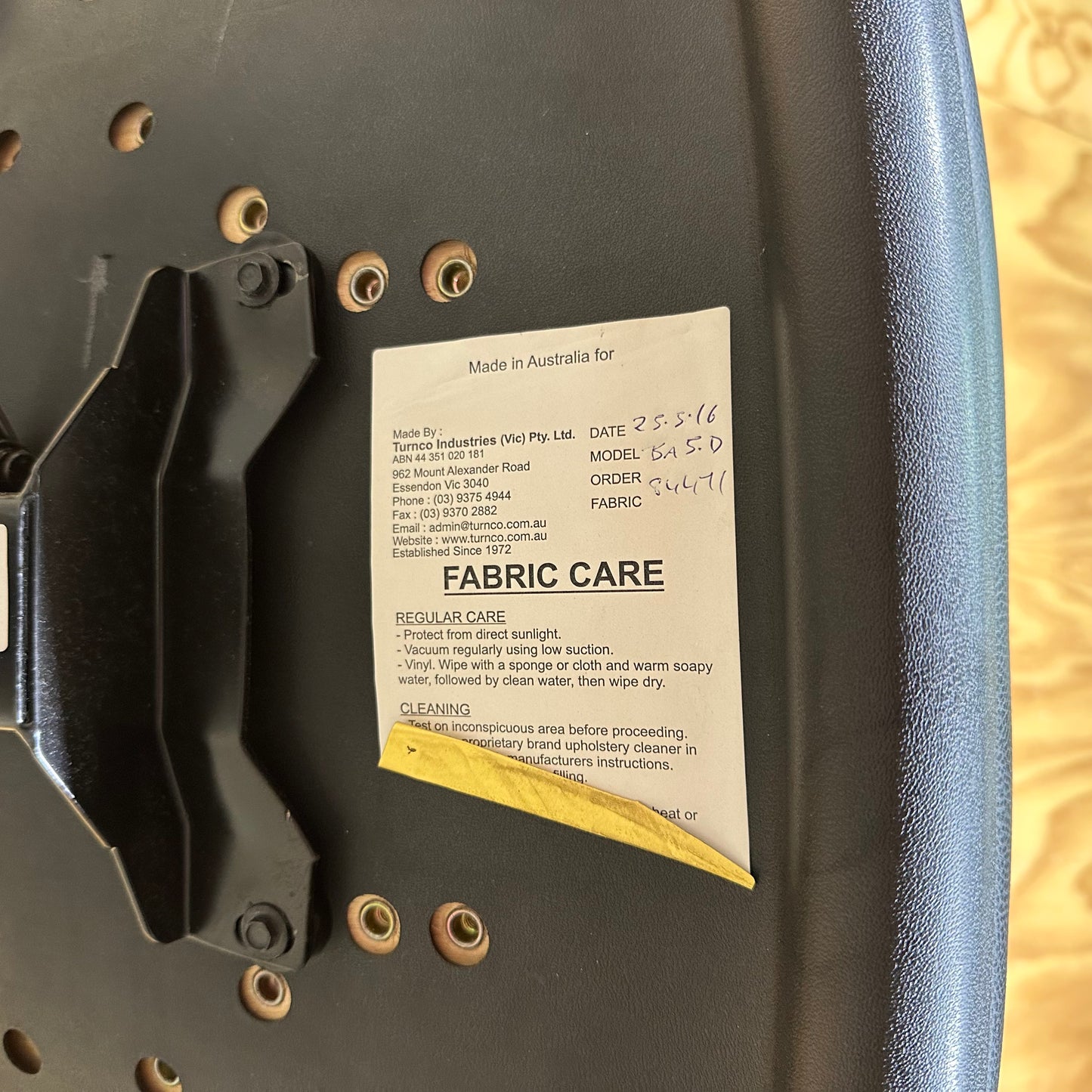 Black Turnco Baron Specialised Drafting Chair no Wheels