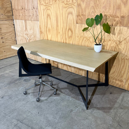 Contemporary Oak Veneer Executive Table with Y-Frame Legs