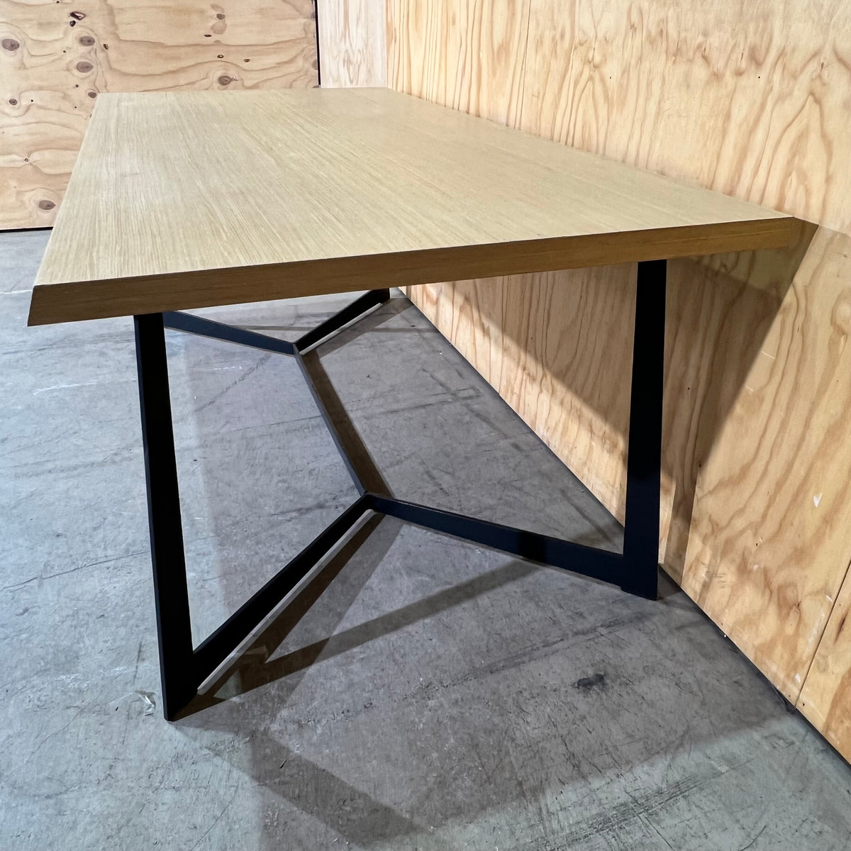 Contemporary Oak Veneer Executive Table with Y-Frame Legs