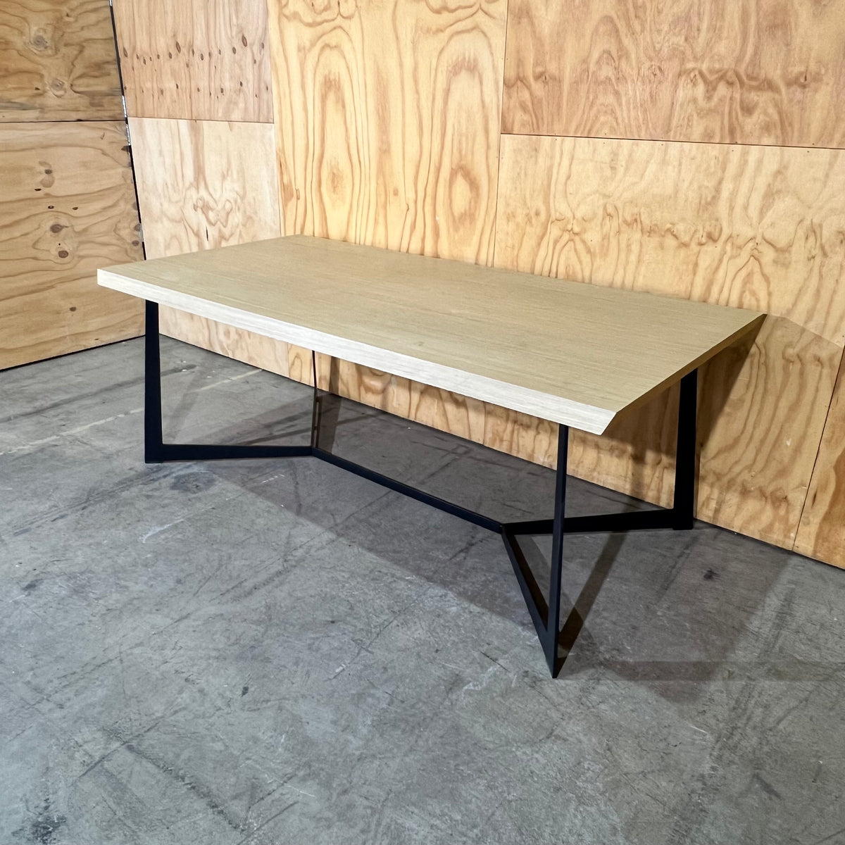 Contemporary Oak Veneer Executive Table with Y-Frame Legs