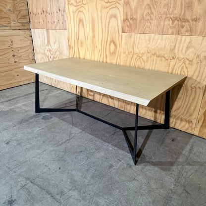 Contemporary Oak Veneer Executive Table with Y-Frame Legs