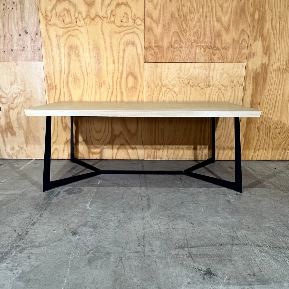 Contemporary Oak Veneer Executive Table with Y-Frame Legs