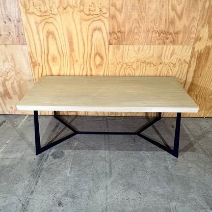 Contemporary Oak Veneer Executive Table with Y-Frame Legs