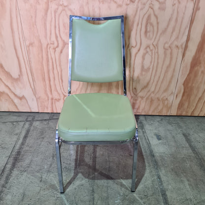 Vintage Green Vinyl Chair and Chrome Legs
