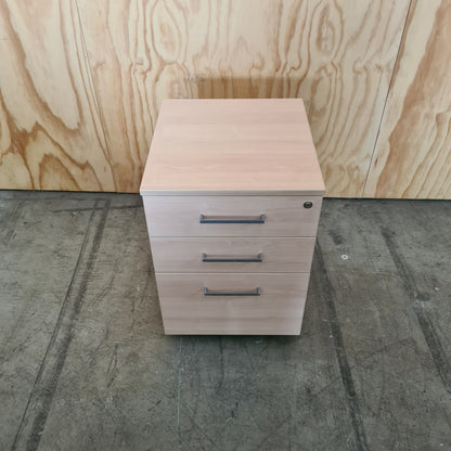 Light Wood Laminate 3 Drawer Pedestal