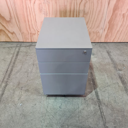 Grey Metal Pedestal on Wheels