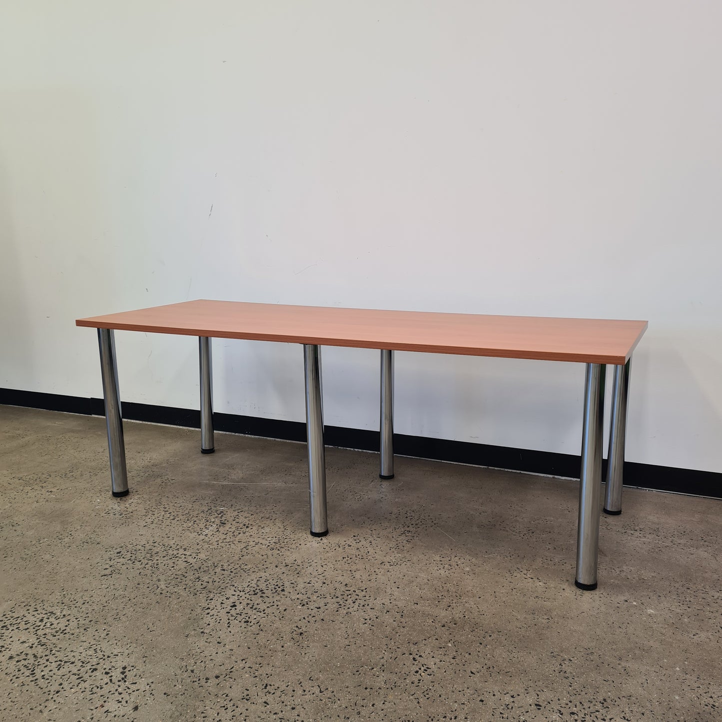 Wooden Office Desk with Chrome Legs