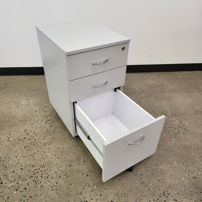 Pedestal Caddy with 3 Drawers in Light Grey