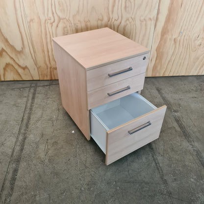 Light Wood Laminate 3 Drawer Pedestal