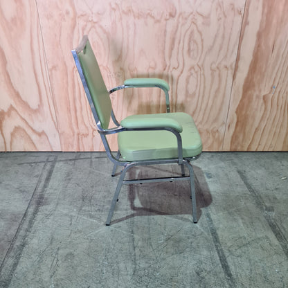 Vintage Green Vinyl Chair and Chrome Legs