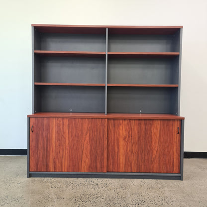 Buffet Credenza Unit with Hutch in Wooden Laminate with Matching Pedestal