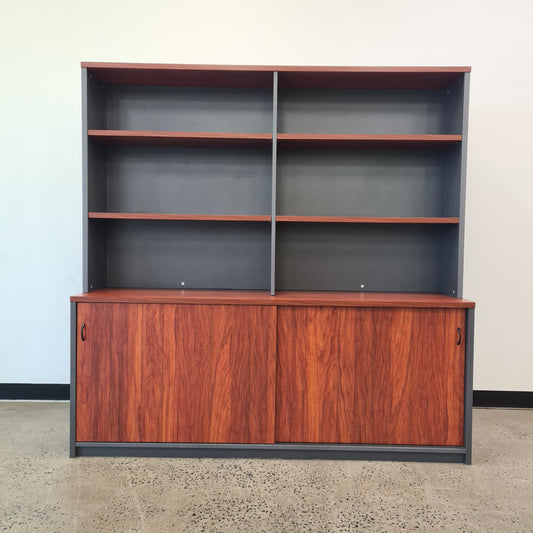 Buffet Credenza Unit with Hutch in Wooden Laminate with Matching Pedestal