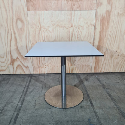 Medium Square Cafe Table in White with Chrome Base