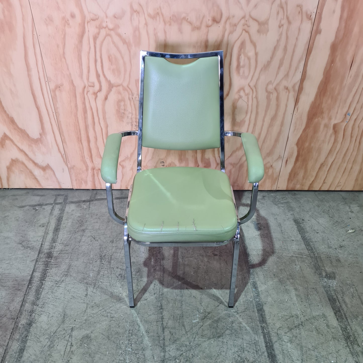 Vintage Green Vinyl Chair and Chrome Legs